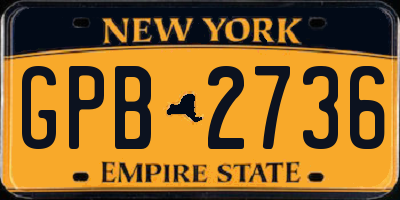 NY license plate GPB2736