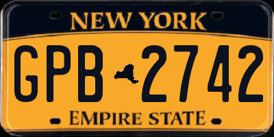 NY license plate GPB2742