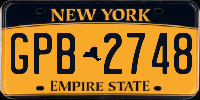 NY license plate GPB2748