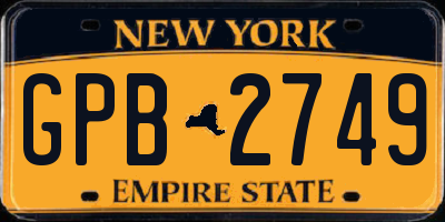 NY license plate GPB2749