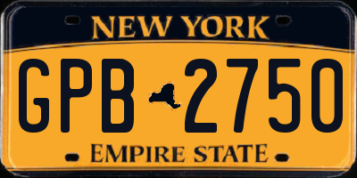 NY license plate GPB2750