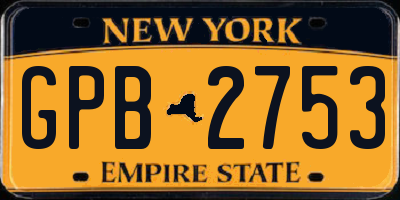NY license plate GPB2753