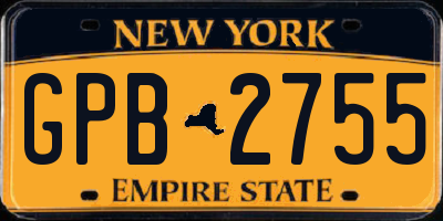 NY license plate GPB2755