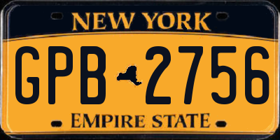 NY license plate GPB2756