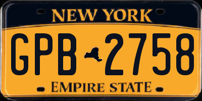 NY license plate GPB2758