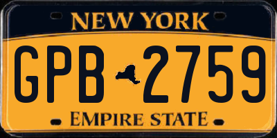 NY license plate GPB2759