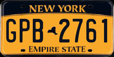 NY license plate GPB2761