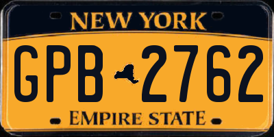 NY license plate GPB2762