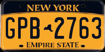 NY license plate GPB2763