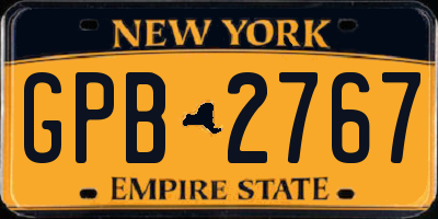 NY license plate GPB2767