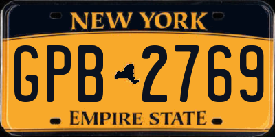 NY license plate GPB2769