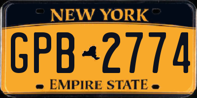 NY license plate GPB2774