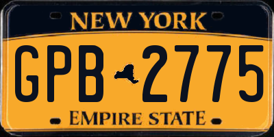 NY license plate GPB2775