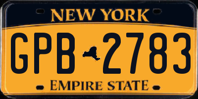 NY license plate GPB2783