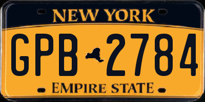 NY license plate GPB2784