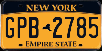 NY license plate GPB2785
