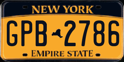 NY license plate GPB2786