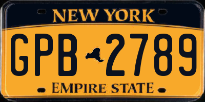 NY license plate GPB2789