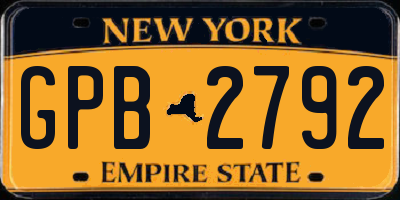 NY license plate GPB2792