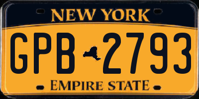 NY license plate GPB2793