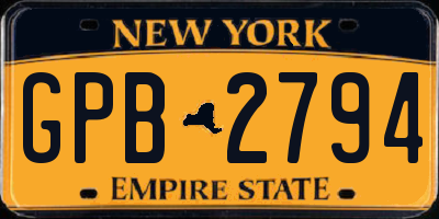 NY license plate GPB2794