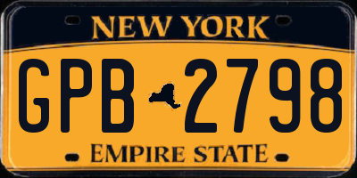 NY license plate GPB2798