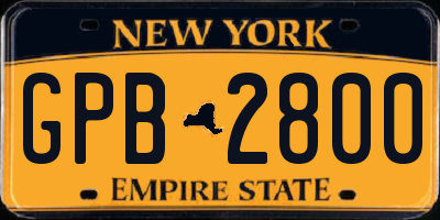 NY license plate GPB2800