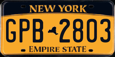 NY license plate GPB2803