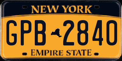 NY license plate GPB2840