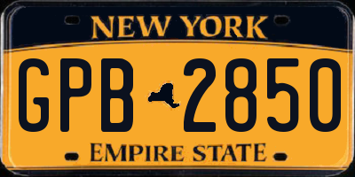 NY license plate GPB2850