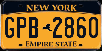 NY license plate GPB2860