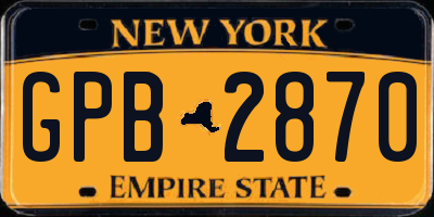 NY license plate GPB2870