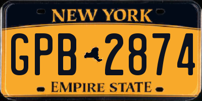 NY license plate GPB2874