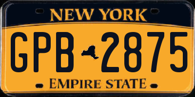 NY license plate GPB2875