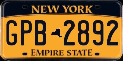 NY license plate GPB2892