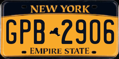 NY license plate GPB2906