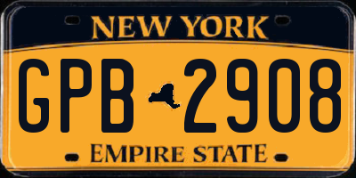 NY license plate GPB2908