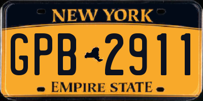 NY license plate GPB2911
