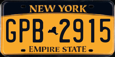 NY license plate GPB2915