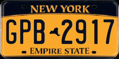 NY license plate GPB2917