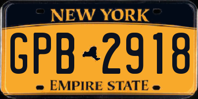 NY license plate GPB2918