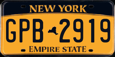 NY license plate GPB2919