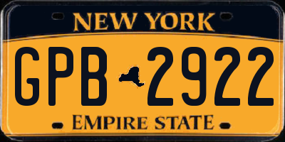 NY license plate GPB2922