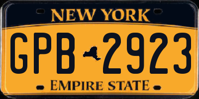 NY license plate GPB2923