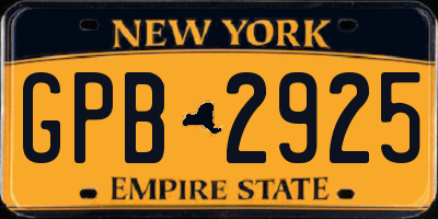 NY license plate GPB2925