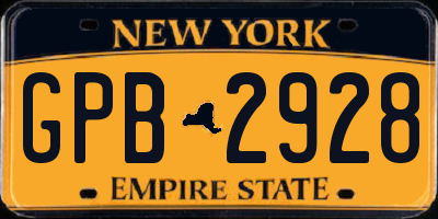 NY license plate GPB2928