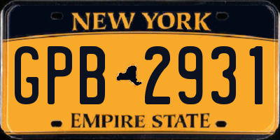 NY license plate GPB2931