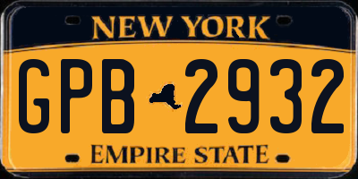 NY license plate GPB2932