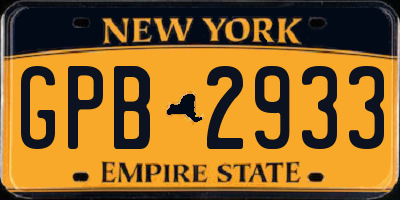 NY license plate GPB2933