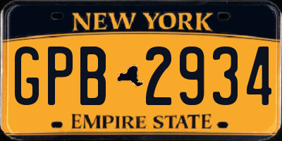 NY license plate GPB2934